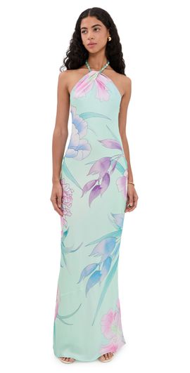 Retrofête Retrofête Anat Floral Maxi Dress Beija Flor Pistachio