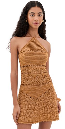Retrofête Retrofête Florentina Crochet Dress Metallic Rust