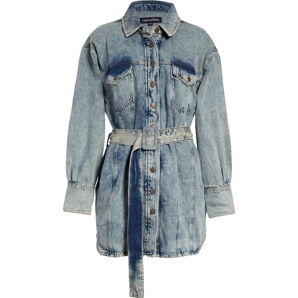 Retrofête Retrofête Odette Belted Long Sleeve Denim Shirtdress