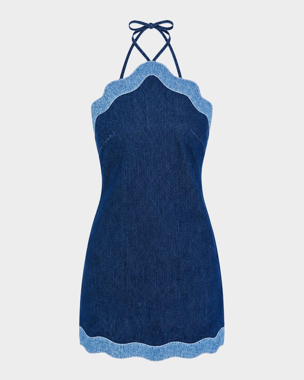 Retrofête Tasia Denim Halter Dress
