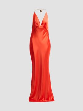 Retrofête Women's Arianell Plunging Satin Maxi Dress