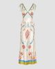 Retrofête Women's Carlotte Seashell-Print Silk Satin Midi Dress - 1