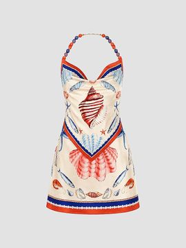 Retrofête Women's Creta Beaded Halter Mini Dress