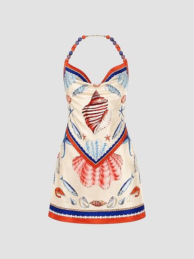 Retrofête Women's Creta Beaded Halter Mini Dress