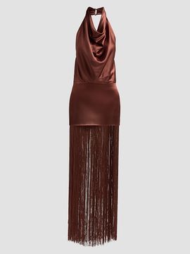 Retrofête Women's Cyrelle Cowl Fringe Dress