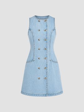 Retrofête Women's Hanna Double-Breasted Denim Mini Dress