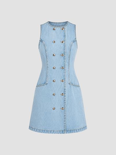 Retrofête Women's Hanna Double-Breasted Denim Mini Dress
