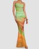 Retrofête Women's Isadore Abstract Print Mesh Trumpet Maxi Dress - 4