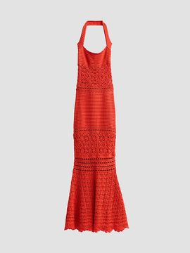 Retrofête Women's Peggie Crochet Halter Maxi Dress