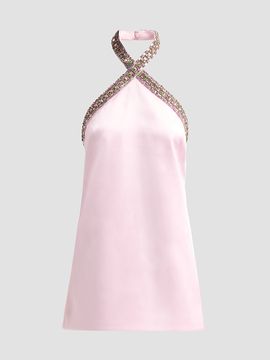 Retrofête Women's Sabry Embellished Mini Halter Dress