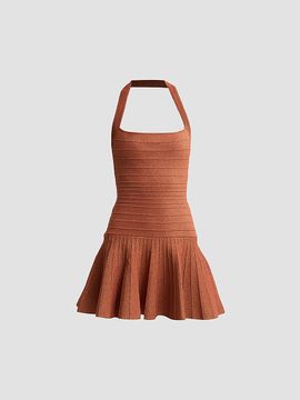 Retrofête Women's Serenna Metallic Knit Halterneck Mini Dress