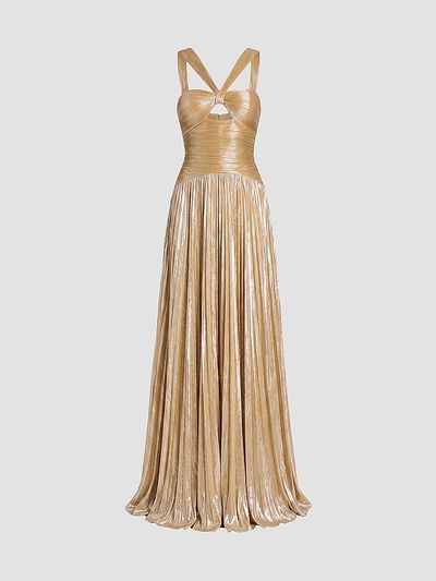 Retrofête Women's Solace Metallic V-Neck Cut-Out Gown