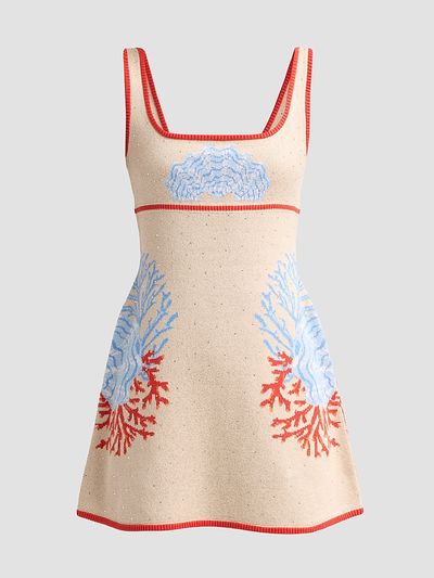 Retrofête Women's Valcra Oceanic-Print Cotton-Blend Mini Dress