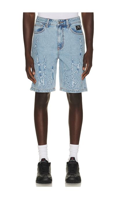 Revenge Revenge Spider Web Denim Shorts