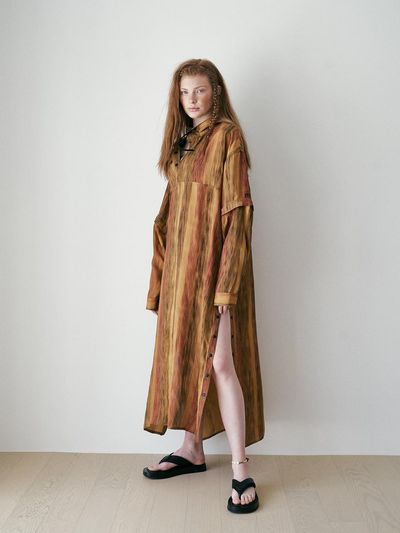 REVOIRSIS convert hooded poncho brown
