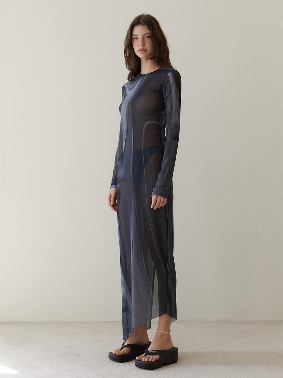 REVOIRSIS RVIS net maxi dress multi black