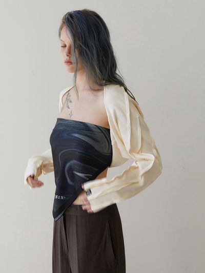 REVOIRSIS RVIS reversible cut-out bolero cream