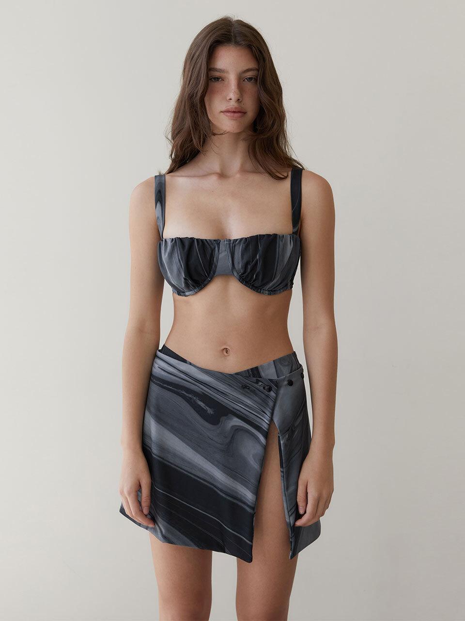 REVOIRSIS RVIS Shirring Bikini Skirt [Multi Black]