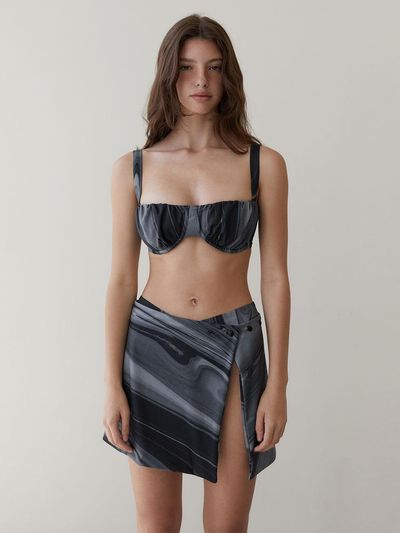 REVOIRSIS RVIS Shirring Bikini Skirt [Multi Black]
