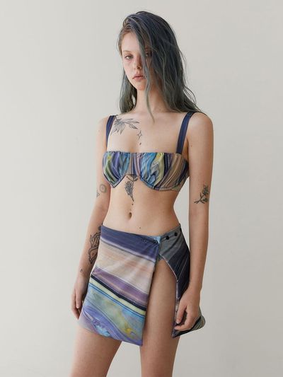 REVOIRSIS RVIS Shirring Bralette Bikini [Multi]