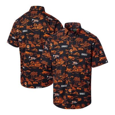 Reyn Spooner Men's Reyn Spooner Black Cincinnati Bengals Throwback Kekai Print Button-Up Shirt 