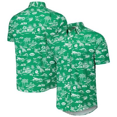 Reyn Spooner Men's Reyn Spooner Kelly Green New York Jets Throwback Kekai Print Button-Up Shirt 