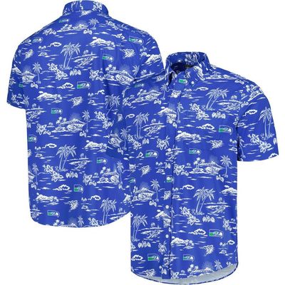 Reyn Spooner Men's Reyn Spooner Royal Seattle Seahawks Throwback Kekai Print Button-Up Shirt 