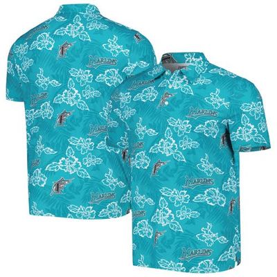 Reyn Spooner Men's Reyn Spooner Teal Florida Marlins Cooperstown Collection Puamana Print Polo 