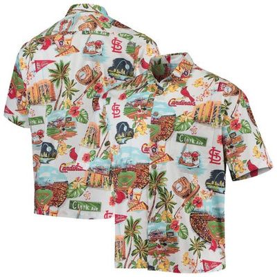 Reyn Spooner Men's Reyn Spooner White St. Louis Cardinals Logo Scenic Button-Up Shirt 