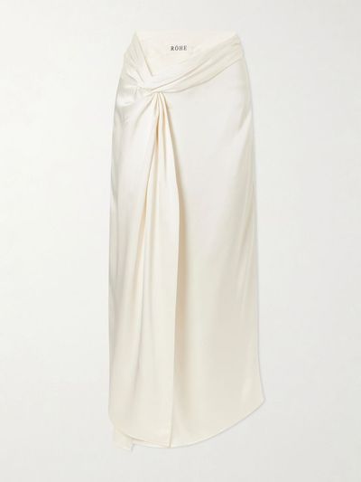 RÓHE Draped satin midi wrap skirt