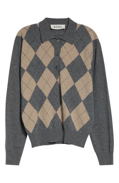 Róhe Róhe Argyle Plaid Mouliné Polo Sweater