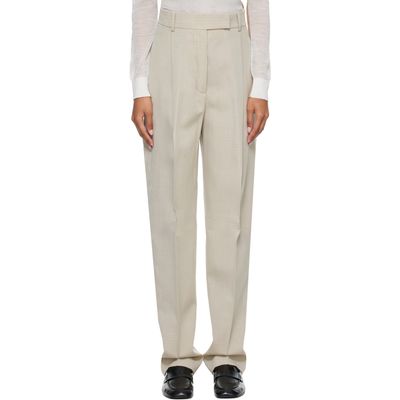 Róhe Róhe Beige Daria Single Pleat Straight Leg Trousers