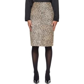 Róhe Róhe Beige Leather Pony Hair Pencil Midi Skirt
