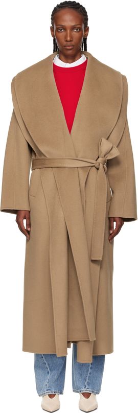 Róhe Róhe Beige Signature Double-Faced Scarf Coat
