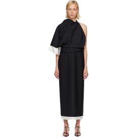 Róhe Róhe Black & White Draped Open Back Midi Dress