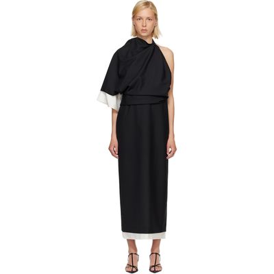Róhe Róhe Black & White Draped Open Back Midi Dress