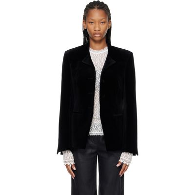 Róhe Róhe Black Classic Fitted Velvet Blazer