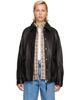 Róhe Róhe Black Grain Aviator Leather Jacket - 1