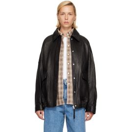 Róhe Róhe Black Grain Aviator Leather Jacket