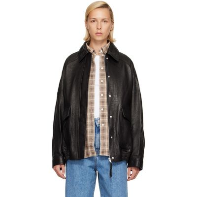 Róhe Róhe Black Grain Aviator Leather Jacket