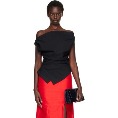 Róhe Róhe Black Off-Shoulder Lapel Top