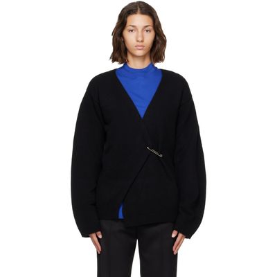 Róhe Róhe Black Off-Shoulder Wrap Cardigan