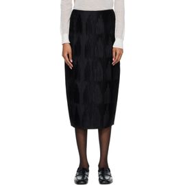Róhe Róhe Black Plissé Satin Midi Skirt