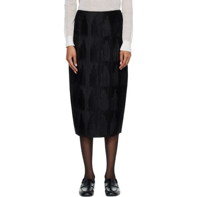 Róhe Róhe Black Plissé Satin Midi Skirt