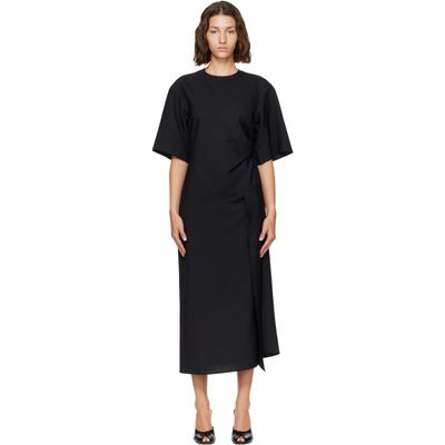 Róhe Róhe Black Sculptural Shortsleeve Midi Dress