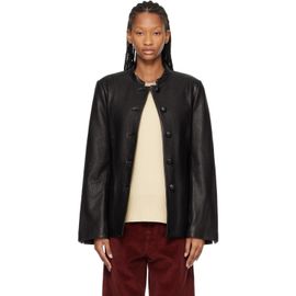 Róhe Róhe Black Shaped Grain Leather Jacket