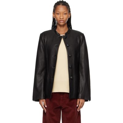 Róhe Róhe Black Shaped Grain Leather Jacket