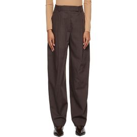 Róhe Róhe Brown Daria Single Pleat Straight Leg Trousers