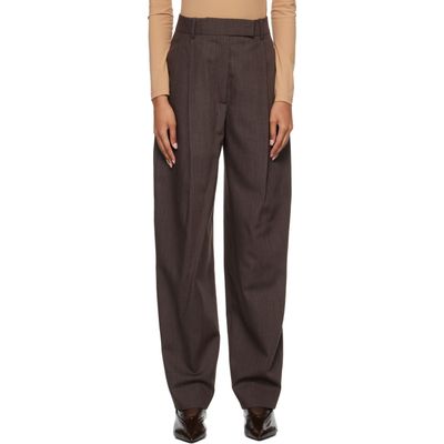 Róhe Róhe Brown Daria Single Pleat Straight Leg Trousers
