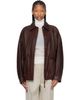 Róhe Róhe Brown Grain Leather Aviator Jacket - 1